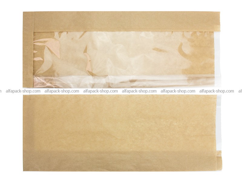 Бумажный пакет 400*160*60 бурый саше с боковым окном