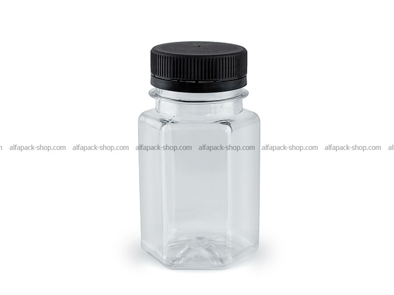 Бутылка 0,1 л шестигранная прозрачная 38 мм горловина