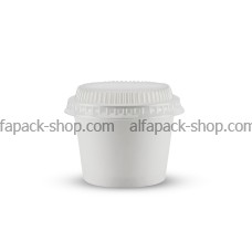 Стакан-креманка 303 мл с пластиковой полукупольной крышкой белый